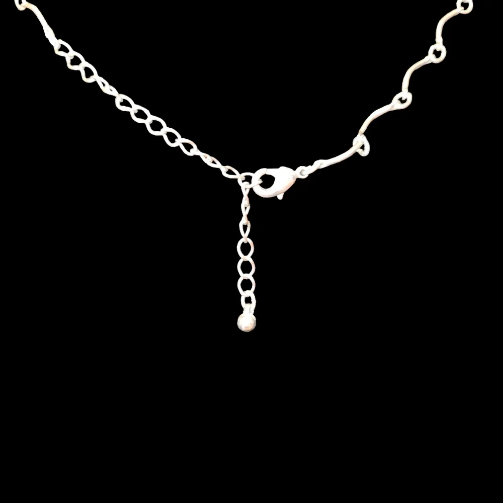 Gothic Vine & Bead Red & Gray Charm Choker Necklace